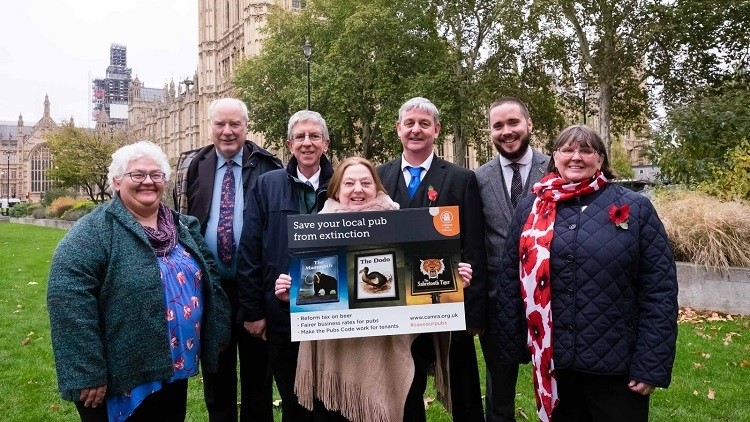 Joining forces: (l-r) Gillian Hough, Nick Boley, Ian Packham, Jackie Parker, Ian Garner, Ash Corbett-Collins and Lynn Atack from CAMRA's national executive