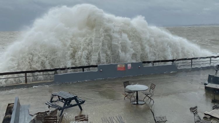 High waves: Storm Ciara raged at the Inn on the Beach in Hayling Island (image credit: Mark Thornhill)