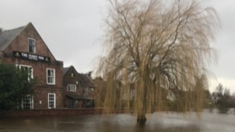 Water rising: how did pubs fare in Storm Dennis? (pictured: the Ferry Inn, in Selby, North Yorkshire)