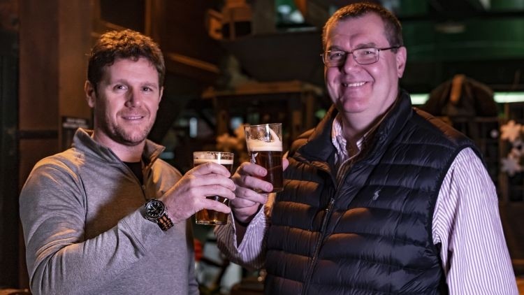 Deal to toast: Black Sheep Brewery MD Rob Theakston (left) and and chairman Andy Slee (right) celebrate their acquisition