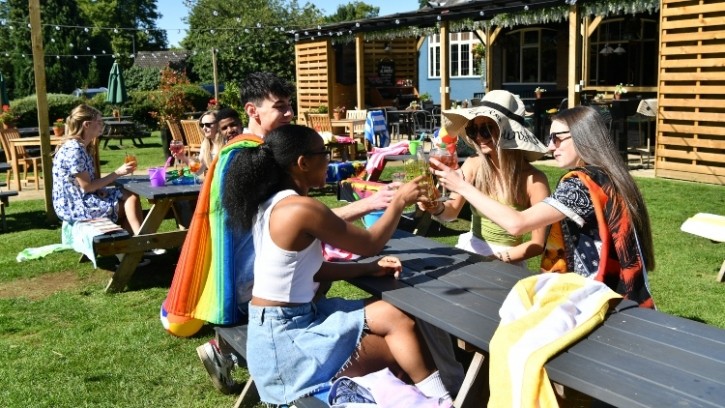Summertime fun: customers at the Spinney Hill in Northampton can bring the holidays to the beer garden 