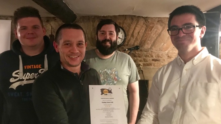 Winning team: (l-r) Corey Draper, head chef of the Ebrington Arms; Darral Warner executive chef (both pubs); Will Patterson, head chef of the Killingworth Castle; Mark Machin, senior certification officer for the Soil Association