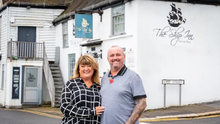Great relationship: Shepherd Neame acquires Ship Inn pub in Herne Bay (Pictured: licensees Alan and Michele Clarke) 