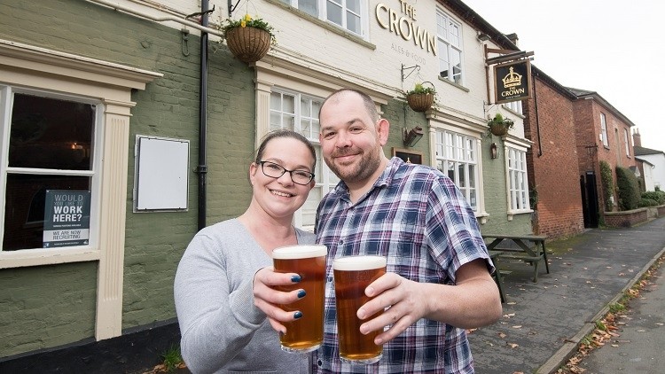 Pub revamp: Licensees Claire Evans and Andrew Widdas will manage the refurbished Crown at Alrewas in Staffordshire