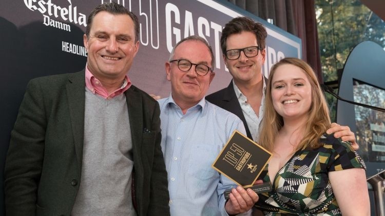 Winning team: (l-r) Crown Cellars director of customer service & third party brands Paul Waller, Unruly Pig owner Brendan Padfield, Waitrose Food magazine editor William Sitwell and Unruly Pig restaurant manager Amy Challis