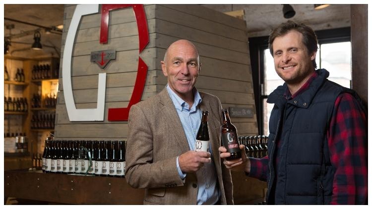 Rugby match-up: Martin St Quinton (left) with brewery owner Jared Brown