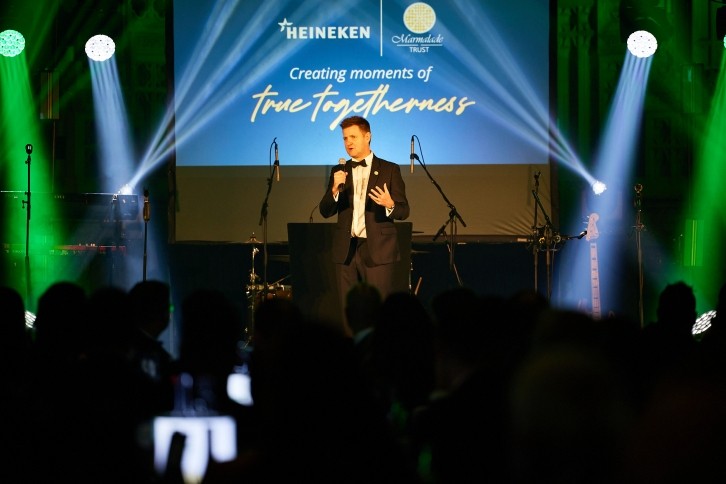 Heineken's James Crampton on stage at the ball
