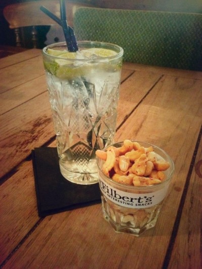 Yummy pubs use branded glasses to serve nuts