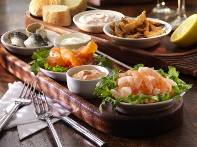 Seafood platters were among options on the market table