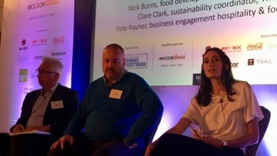 Waste reduction: Pete Rayner (left), Nick Burns (middle) and Clare Clark (right) discuss how pubs can reduce their waste footprint