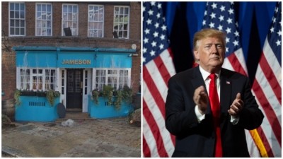 Friendly welcome: West London pub the Jameson has been renamed the Trump Arms in honour of the US President's first state visit