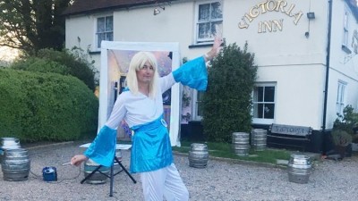 Fundraising operator: Toby Morgan has also been dressing up to create videos for social media to try and make people smile