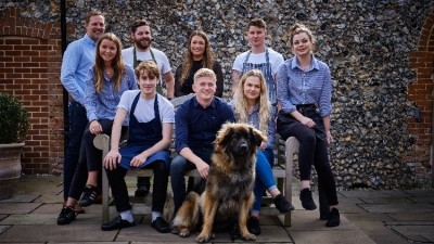 Ready to go: pub staff at the the Packhorse Inn in Moulton, Suffolk, will be among those following Chestnut's safety strategy 