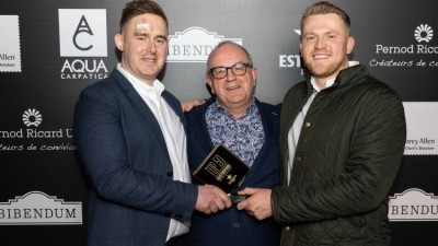 Award-winning: (l-r) head chef Dave Wall, owner Brendan Padfield and head chef Karl Green from the Unruly Pig in Woodbridge, Suffolk take the number one slot at the 2022 Estrella Damm Top 50 Gastropubs
