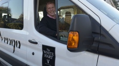 Bus to go: White Hart co-owner Mike Yeatman is backing Avon & Somerset's annual road safety campaign