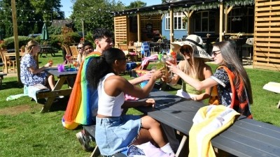Summertime fun: customers at the Spinney Hill in Northampton can bring the holidays to the beer garden
