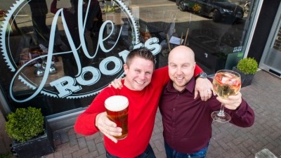 Second coming: owners Mark Caldicott (left) and Craig Woodley toast the launch of the Ale Rooms & Gin Bar