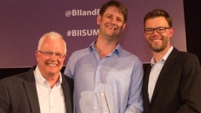 Former champion: last year's Licensee of the Year winner Mark Higgs (centre, pictured with BII chief executive Mike Clist and Sky Business MD David Rey)