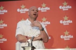 Tom Kerridge on stage at the Estrella Damm Gastronomy Congress