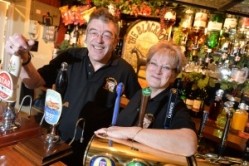 Licensees Lynne Comley and Ian Wilson of the Black Horse, Princes Risborough, who achieved a perfect score