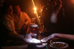 Landlord Mitch Adams has had to serve customers soup and beer by candlelight
