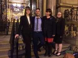 Sarah Clover, Frankie Musso, Gill Sherratt from Blu Bar after winning the hearing