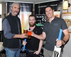 Jason Gillespie, Lucas Grenwood, from the East of Arcadia and Jo Theakston, sales and marketing director, Black Sheep Brewery