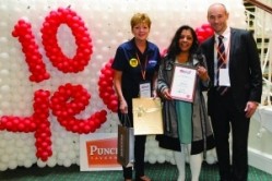 Punch Taverns’ Caroline Jackson with licensee Aunit Sandhu and Punch operations director David Wigham 
