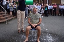Ralph Findlay was drenched by ice-filled water for charity