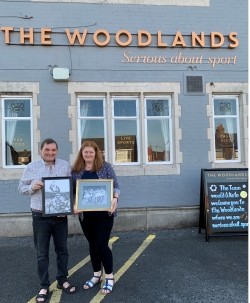 Diane Lee-Lyons and her husband outside the Woodlands pub in St Helens